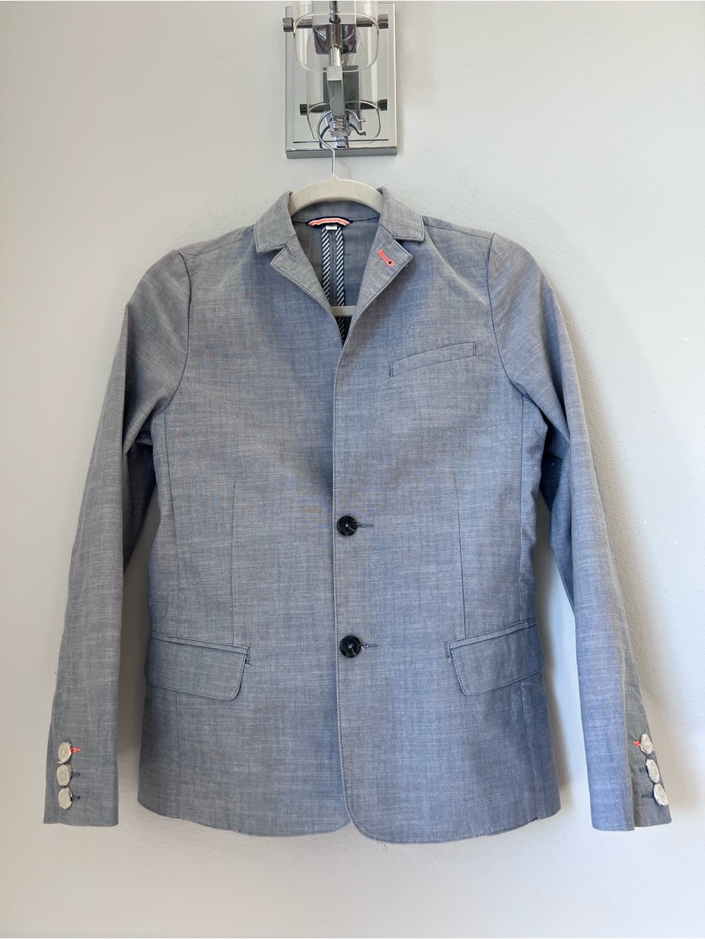 Boys Boden Light Gray Casual Blazer Jacket - Modern Tailored Fit